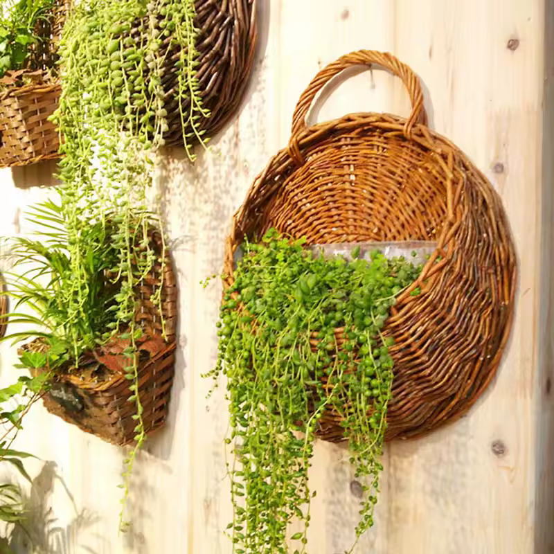 S212d82321d214865a4f3566ba3a499c4e.jpg_960x960q75.jpg_ Hand Made Wicker Rattan Flower Planter - Image 1